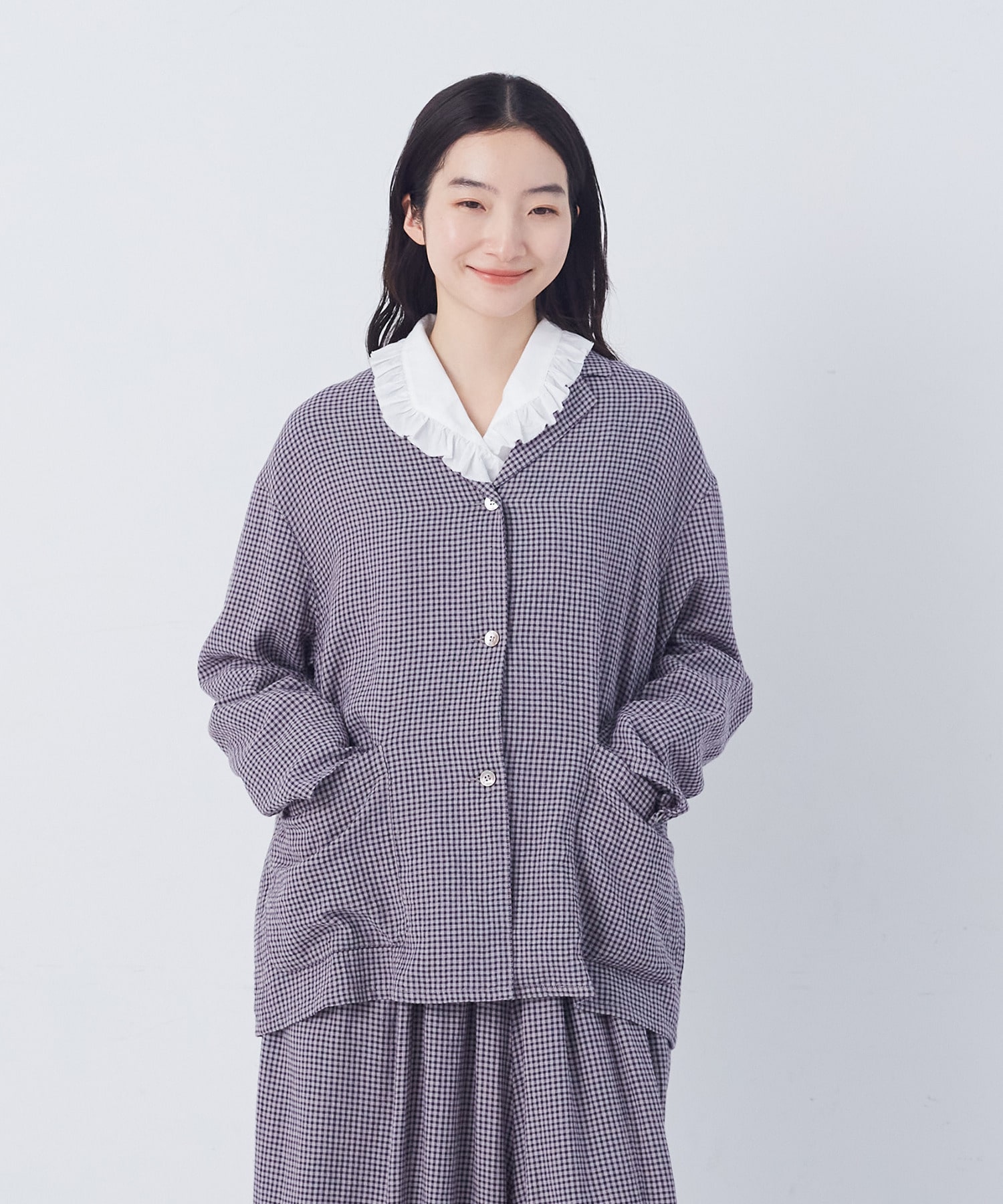 【congés payés】【FAVE】シャーリングシャツジャケット 詳細画像 ネイビー 15