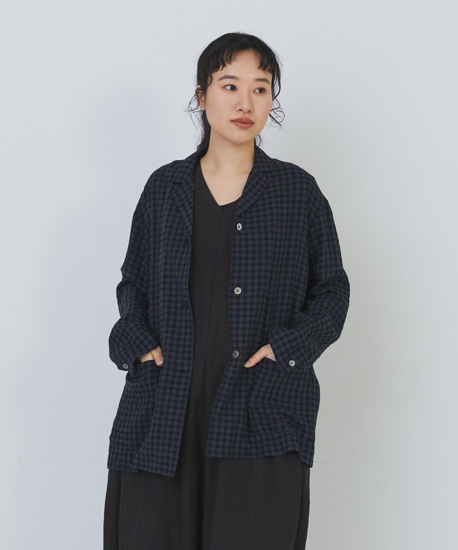 【congés payés】【FAVE】シャーリングシャツジャケット 詳細画像 ネイビー 24