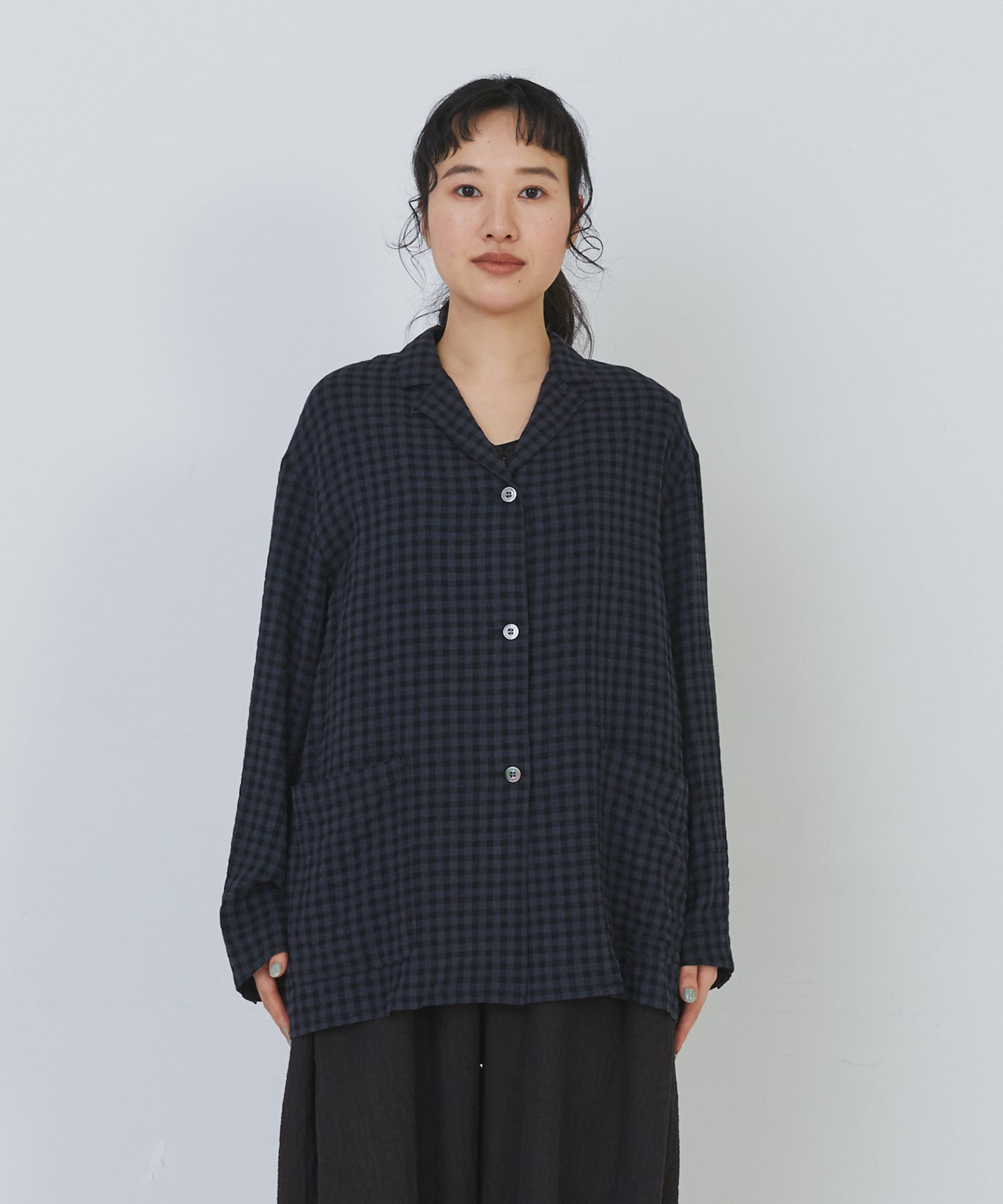 【congés payés】【FAVE】シャーリングシャツジャケット 詳細画像 ネイビー 25