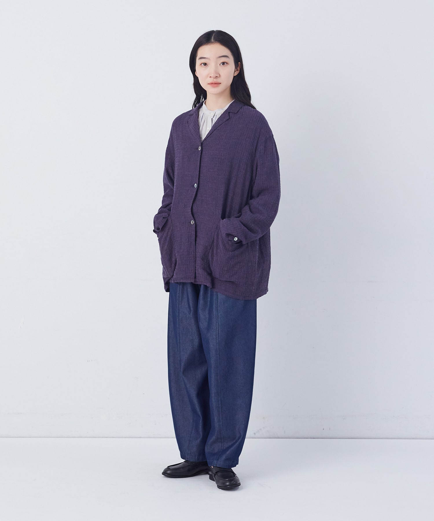 【congés payés】【FAVE】シャーリングシャツジャケット 詳細画像 ネイビー 29