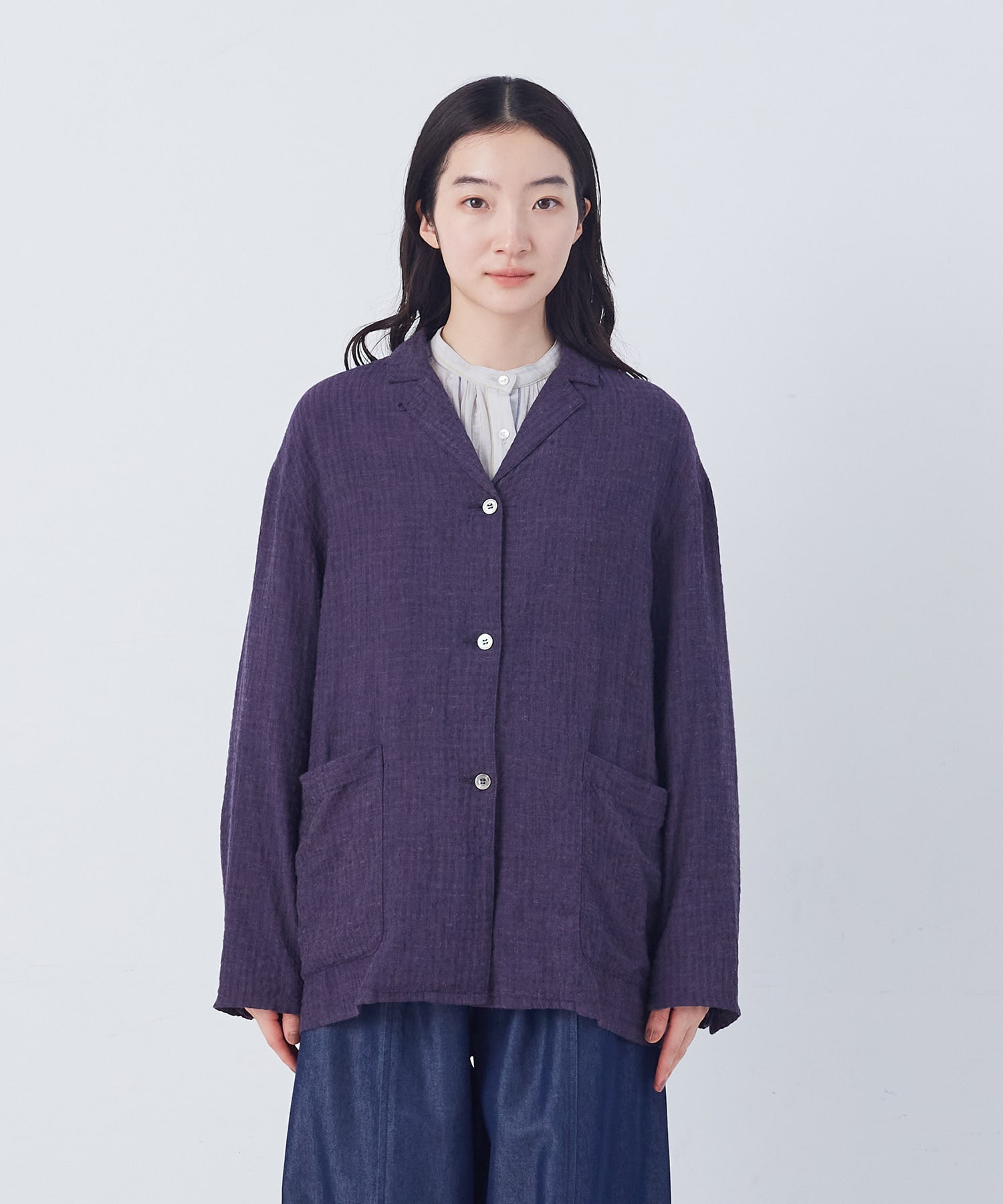 【congés payés】【FAVE】シャーリングシャツジャケット 詳細画像 ネイビー 31