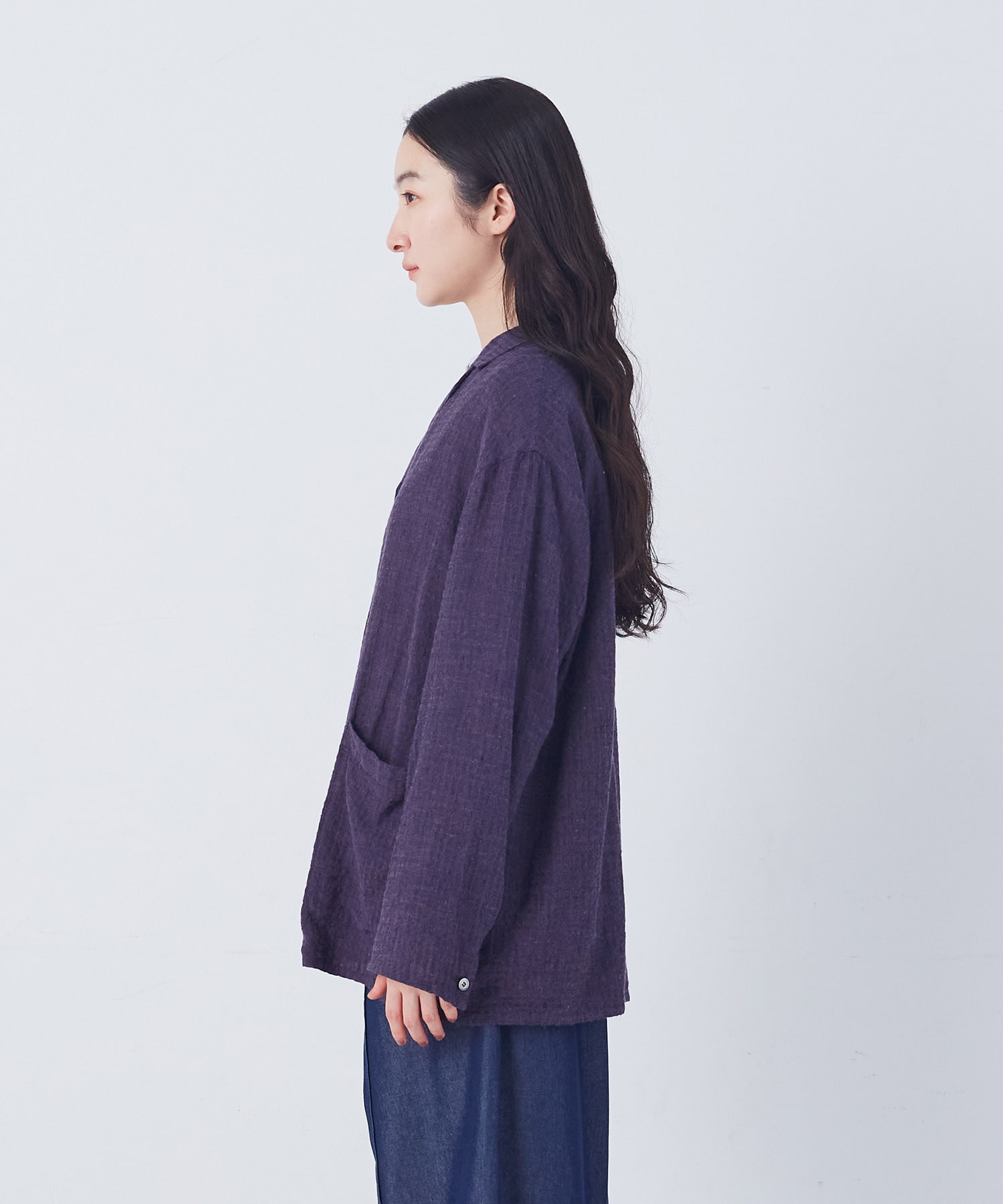 【congés payés】【FAVE】シャーリングシャツジャケット 詳細画像 ネイビー 32