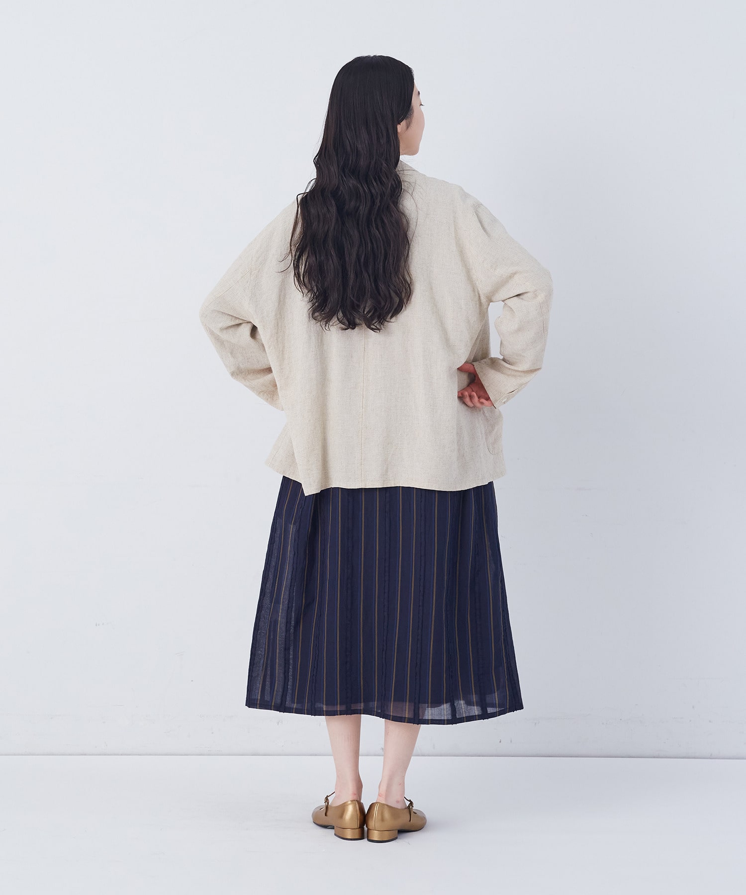 【congés payés】【FAVE】シャーリングシャツジャケット 詳細画像 ネイビー 4