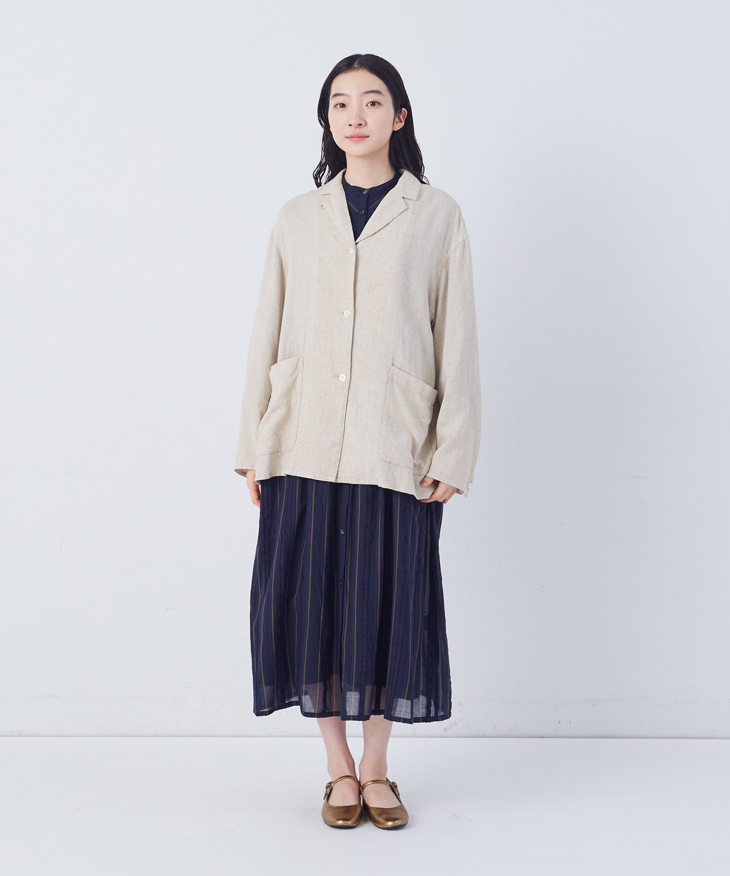 【congés payés】【FAVE】シャーリングシャツジャケット 詳細画像 ネイビー 5