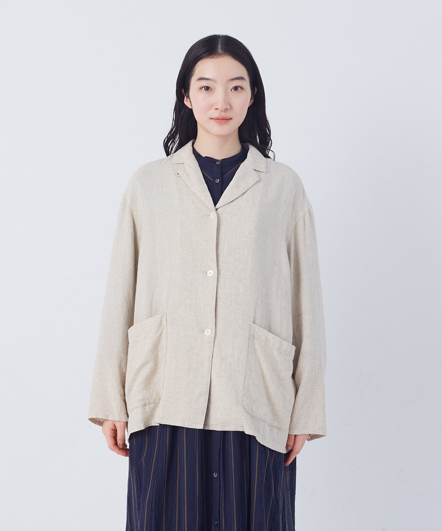 【congés payés】【FAVE】シャーリングシャツジャケット 詳細画像 ネイビー 7