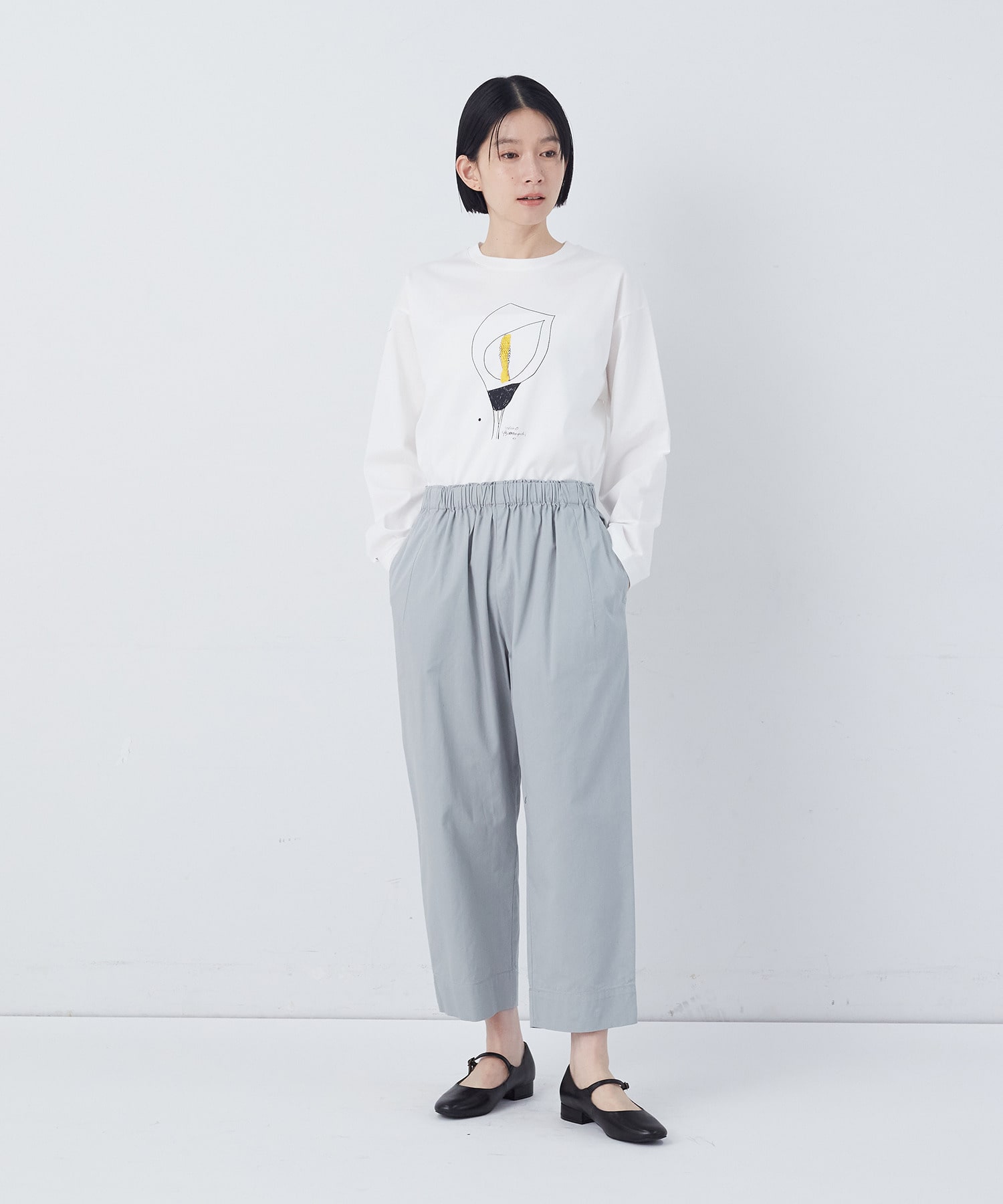 【congés payés】【FAVE】サイドポケットクロップドイージーパンツ 詳細画像 インディゴブルー 1