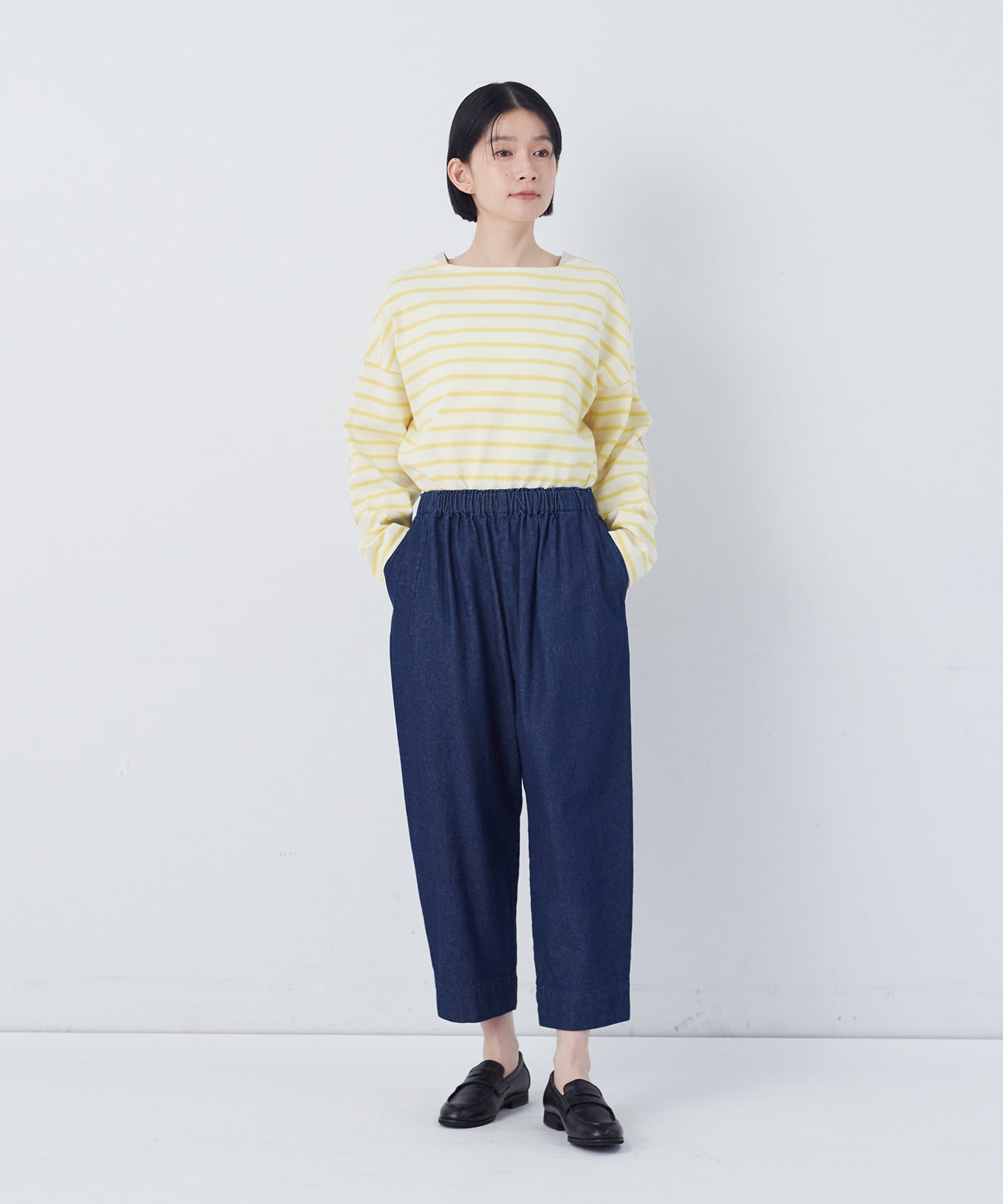 【congés payés】【FAVE】サイドポケットクロップドイージーパンツ 詳細画像 インディゴブルー 16