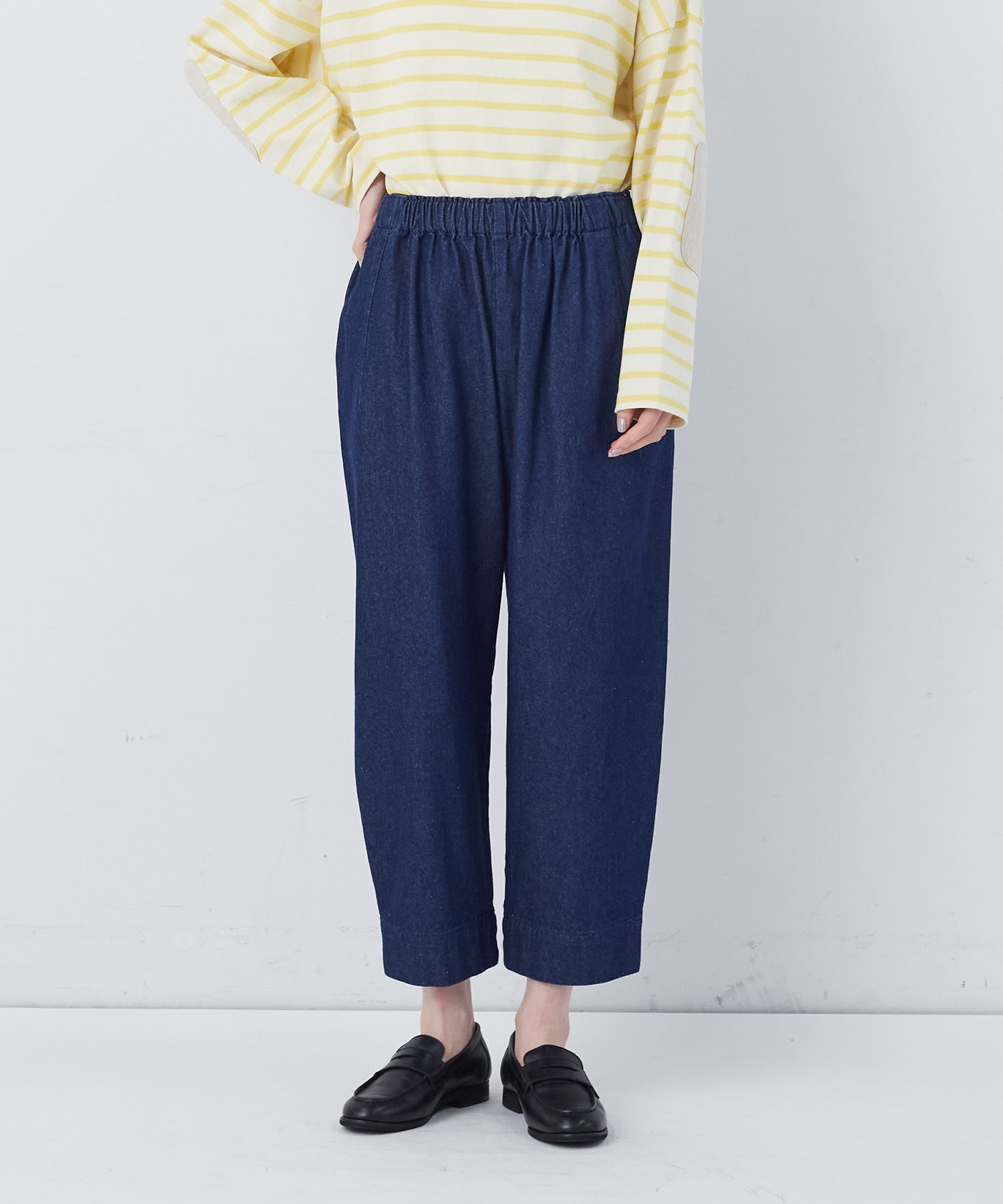 【congés payés】【FAVE】サイドポケットクロップドイージーパンツ 詳細画像 インディゴブルー 19