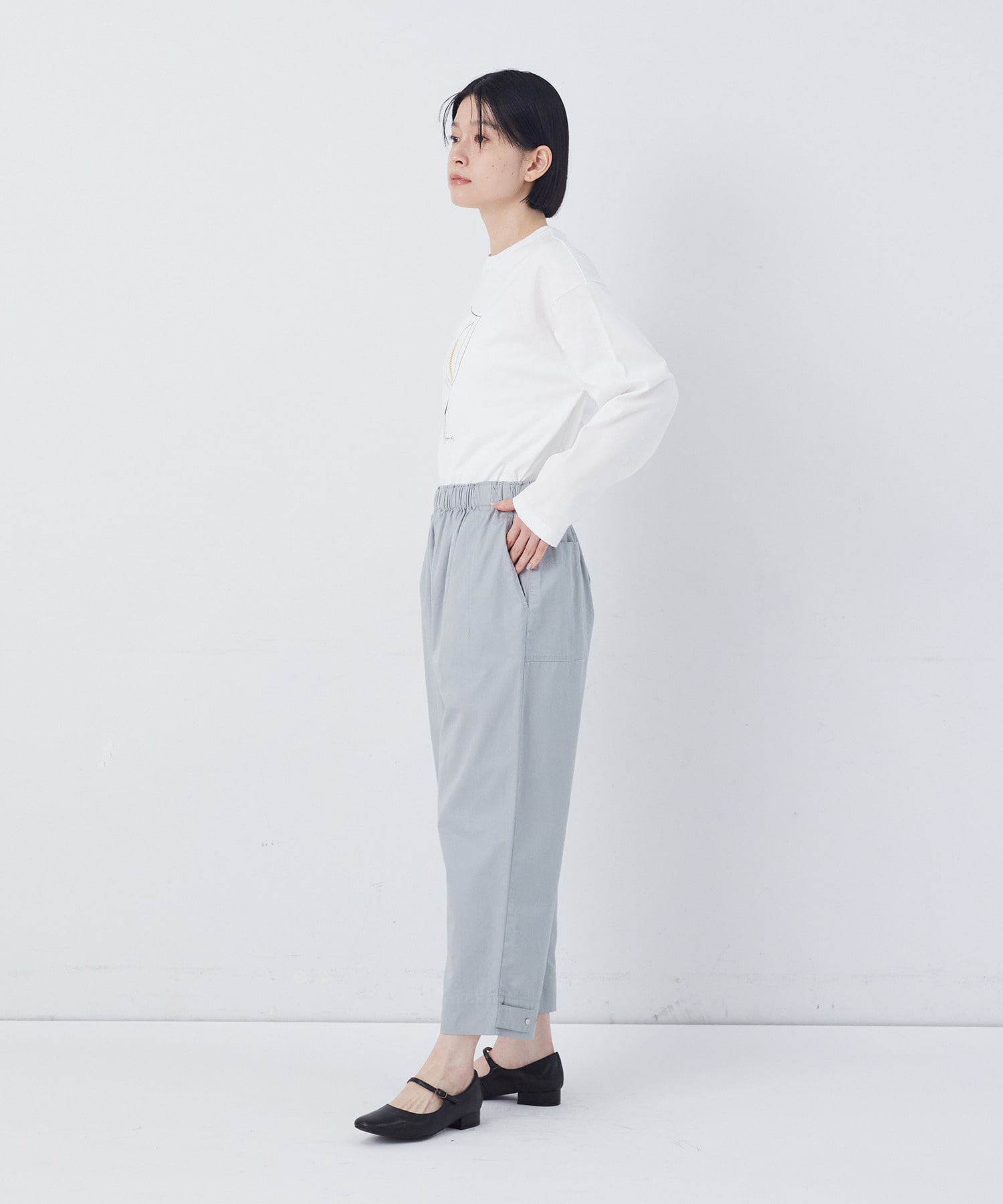 【congés payés】【FAVE】サイドポケットクロップドイージーパンツ 詳細画像 インディゴブルー 2