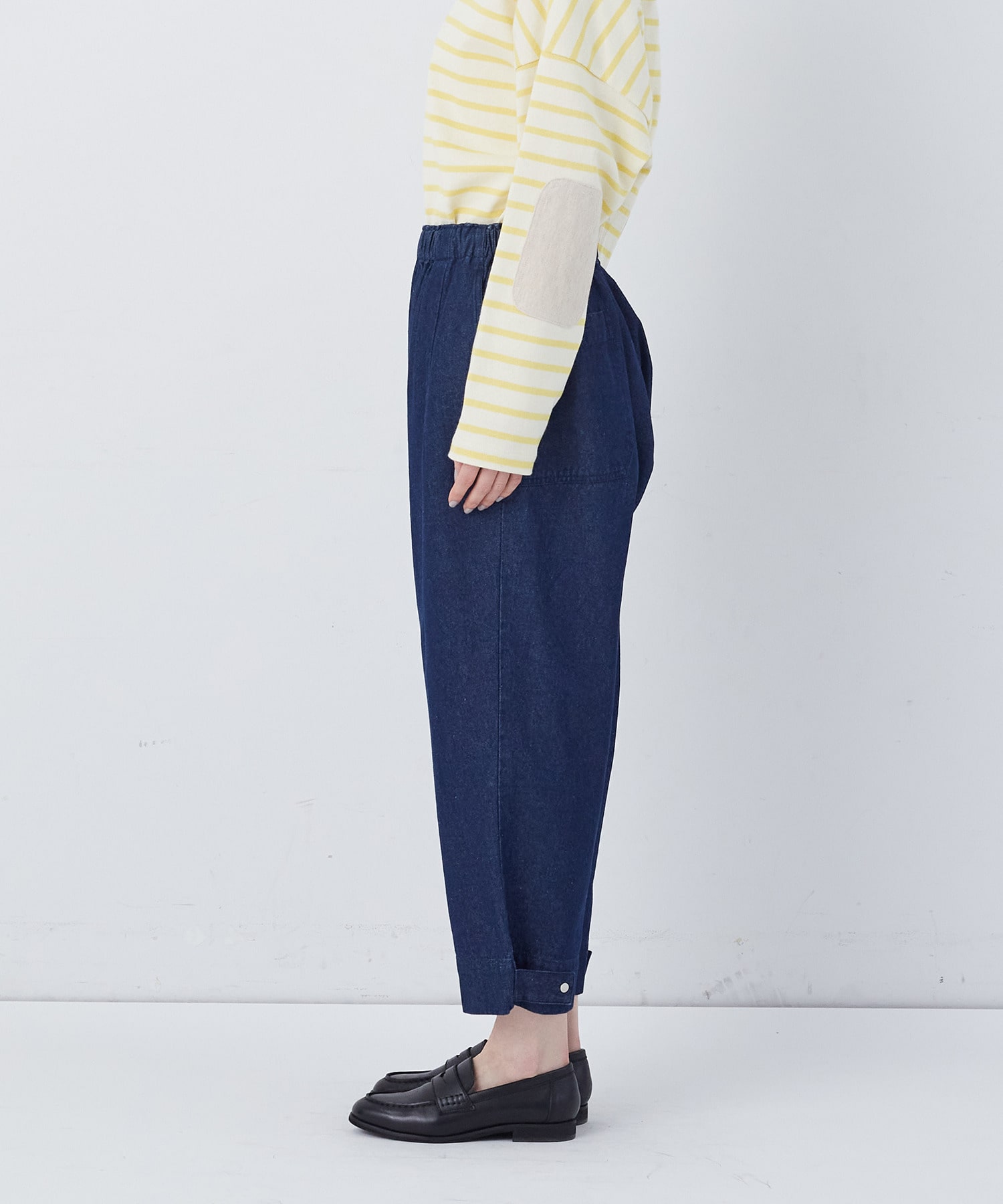 【congés payés】【FAVE】サイドポケットクロップドイージーパンツ 詳細画像 インディゴブルー 21
