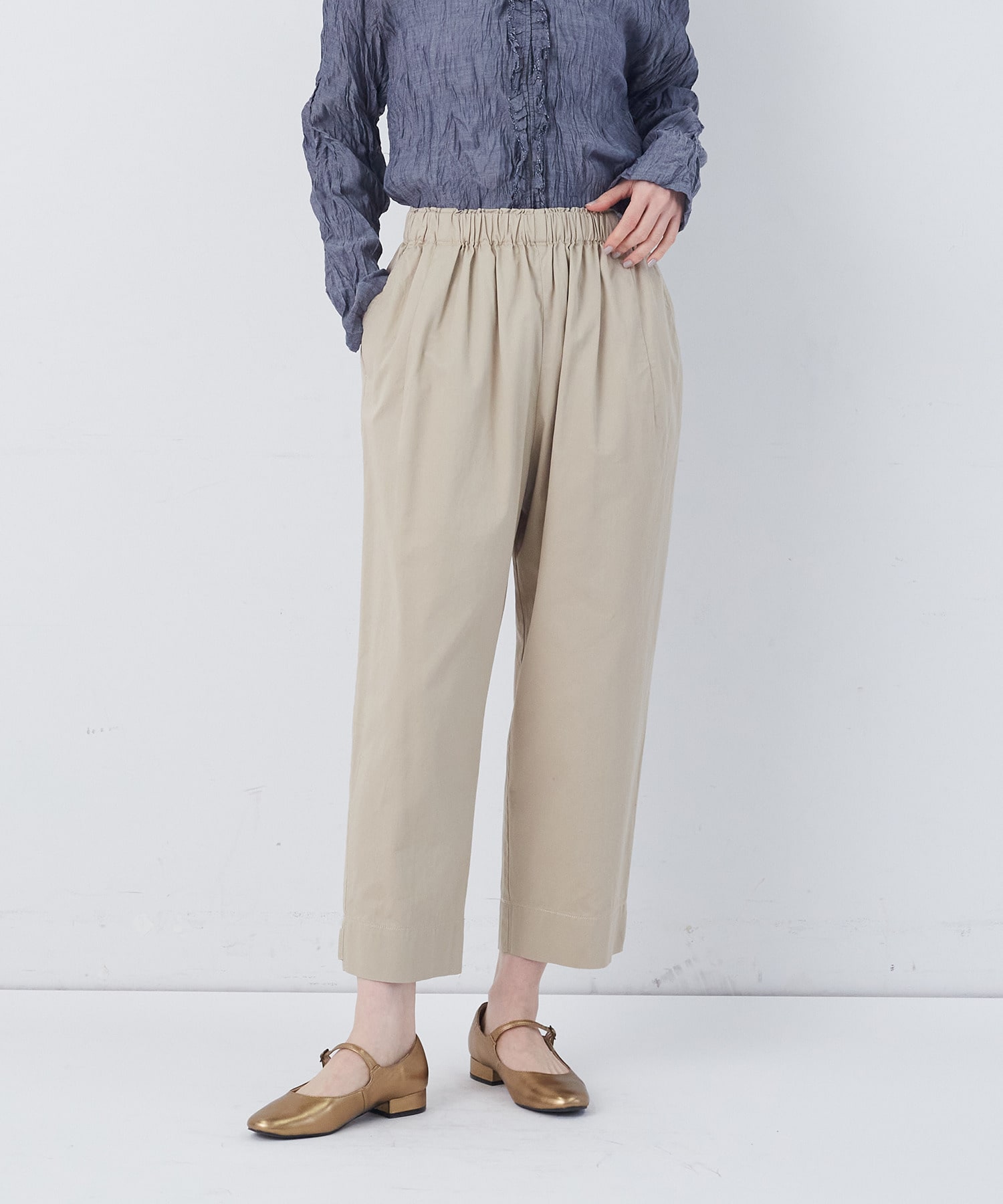 【congés payés】【FAVE】サイドポケットクロップドイージーパンツ 詳細画像 インディゴブルー 26