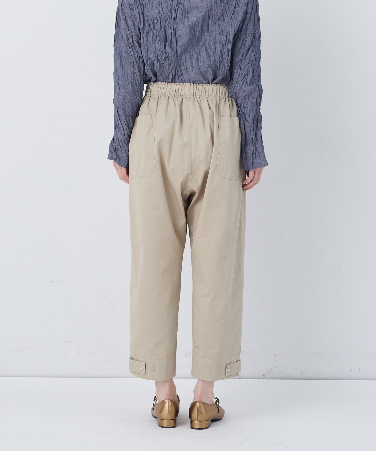 【congés payés】【FAVE】サイドポケットクロップドイージーパンツ 詳細画像 インディゴブルー 29