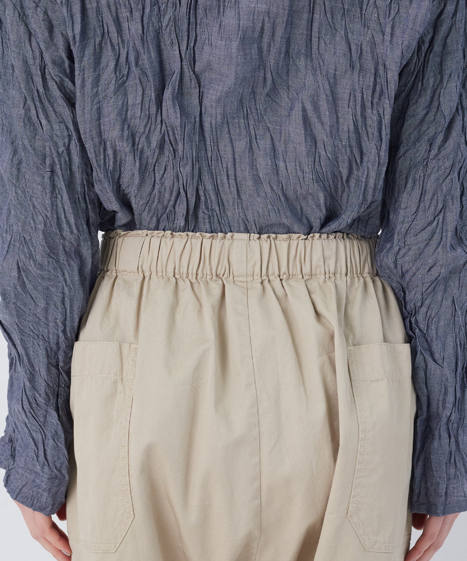 【congés payés】【FAVE】サイドポケットクロップドイージーパンツ 詳細画像 インディゴブルー 31