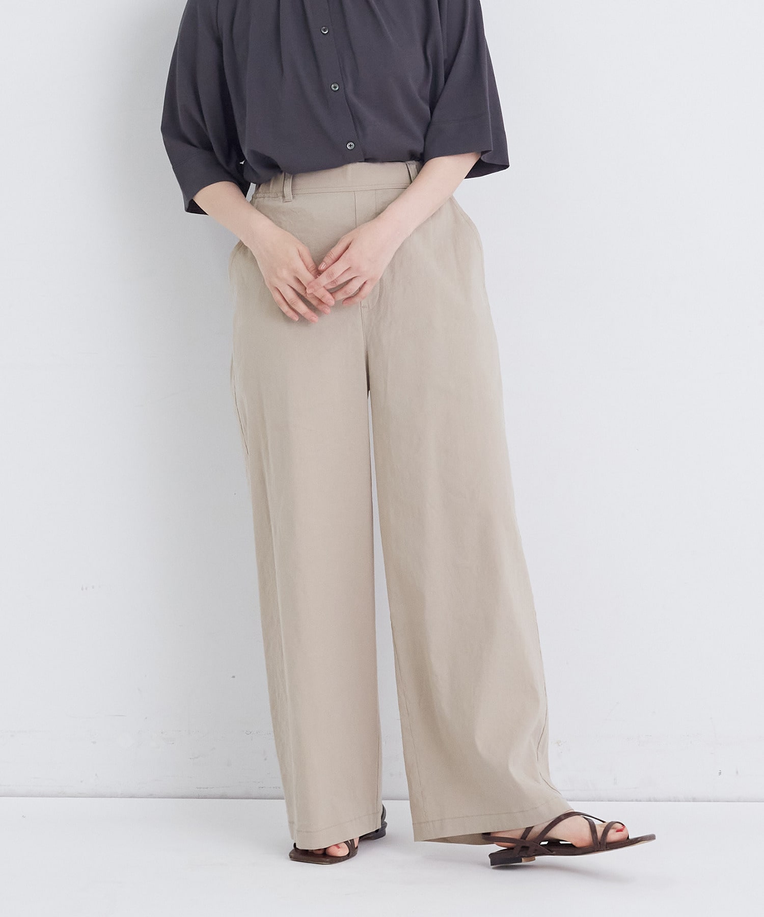 【congés payés】ワイドストレートパンツ 詳細画像 ブラック 5