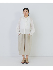 【congés payés】【FAVE】シャーリングワイドサンエルパンツ 詳細画像 インディゴブルー 5