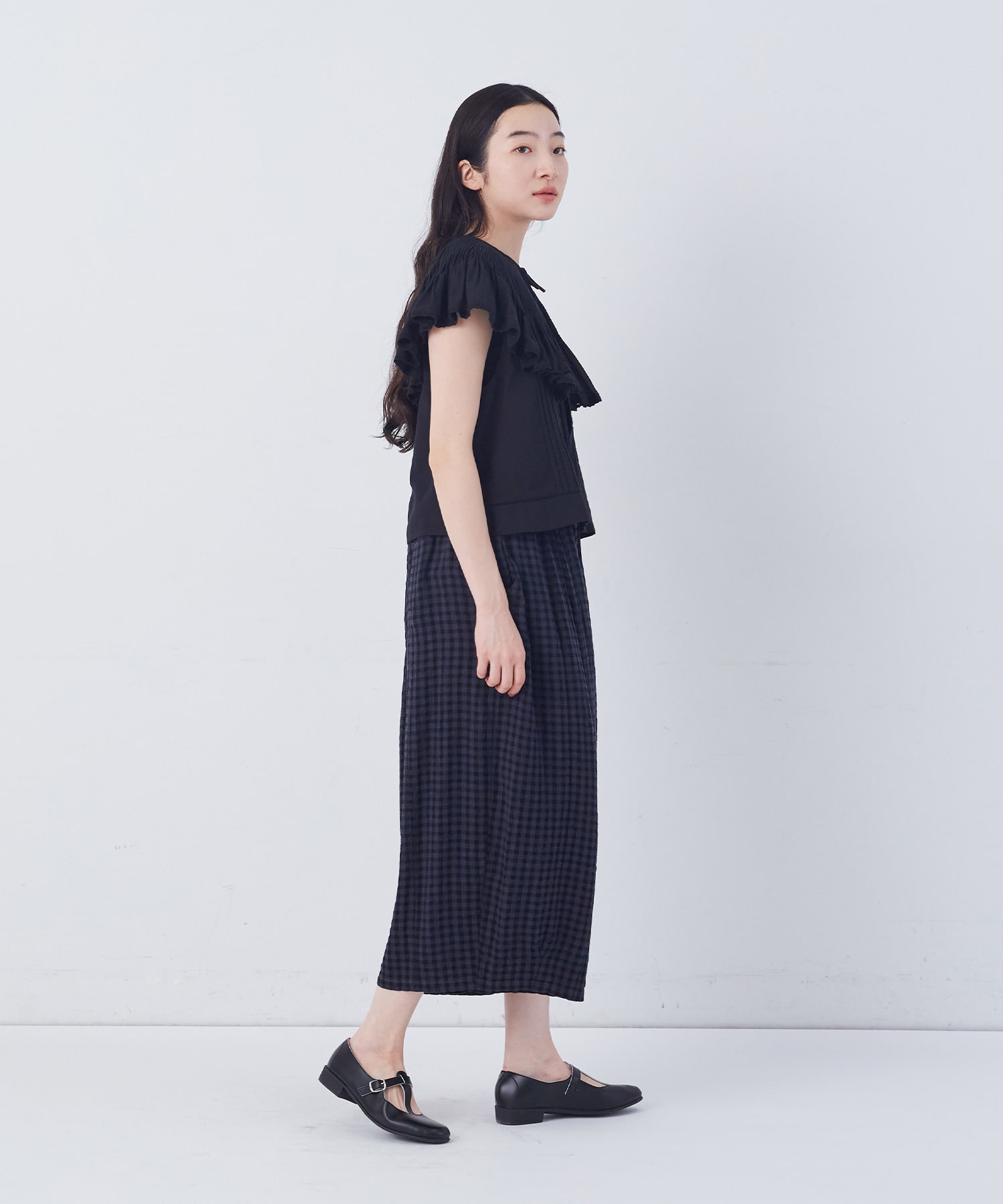 【congés payés】【FAVE】シャーリングワイドサンエルパンツ 詳細画像 インディゴブルー 10