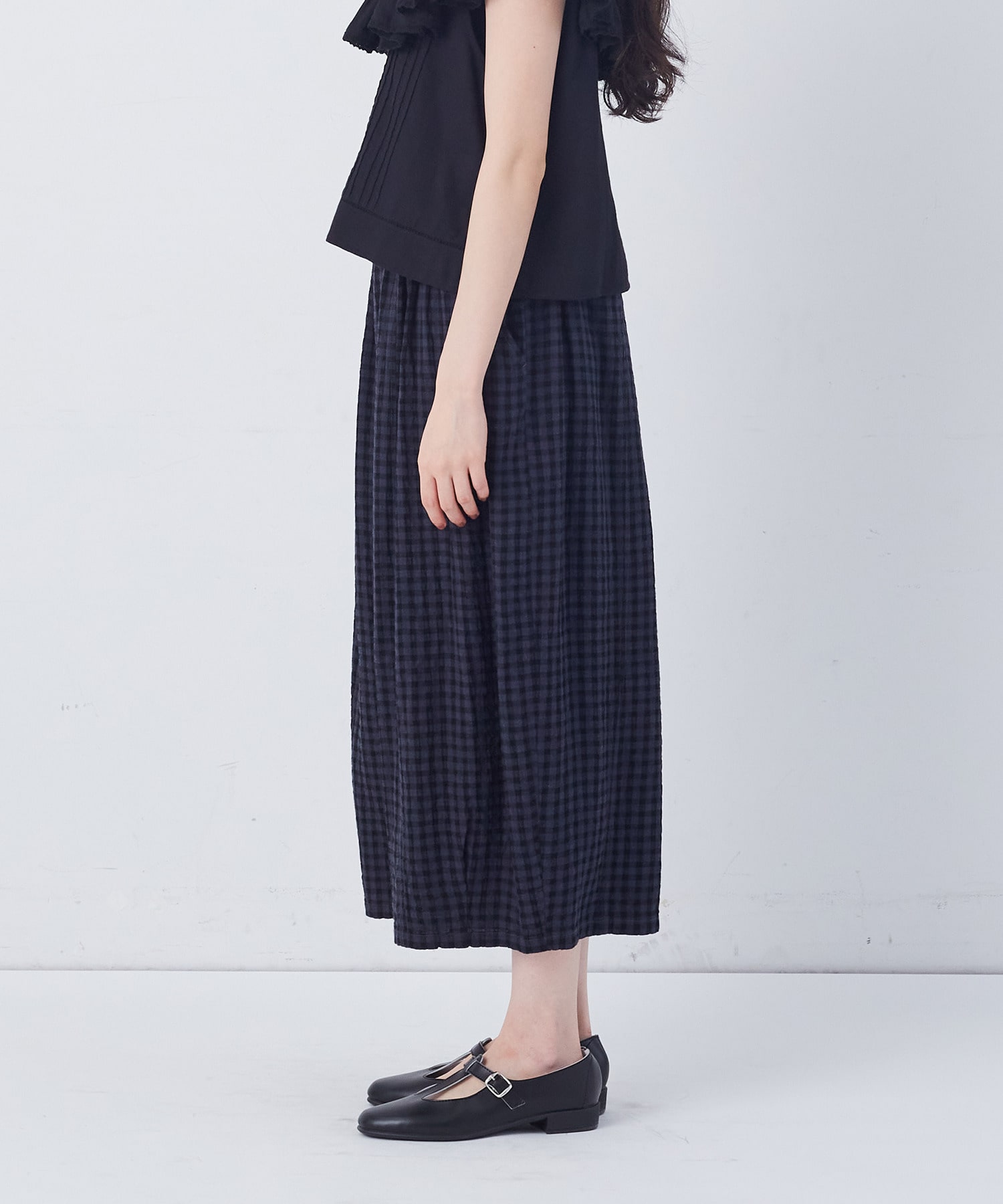 【congés payés】【FAVE】シャーリングワイドサンエルパンツ 詳細画像 インディゴブルー 13