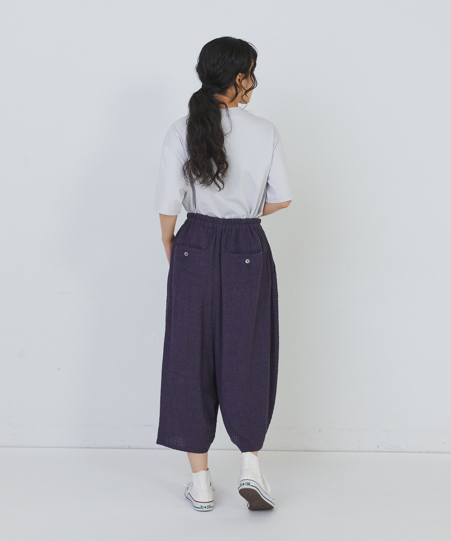 【congés payés】【FAVE】シャーリングワイドサンエルパンツ 詳細画像 インディゴブルー 17