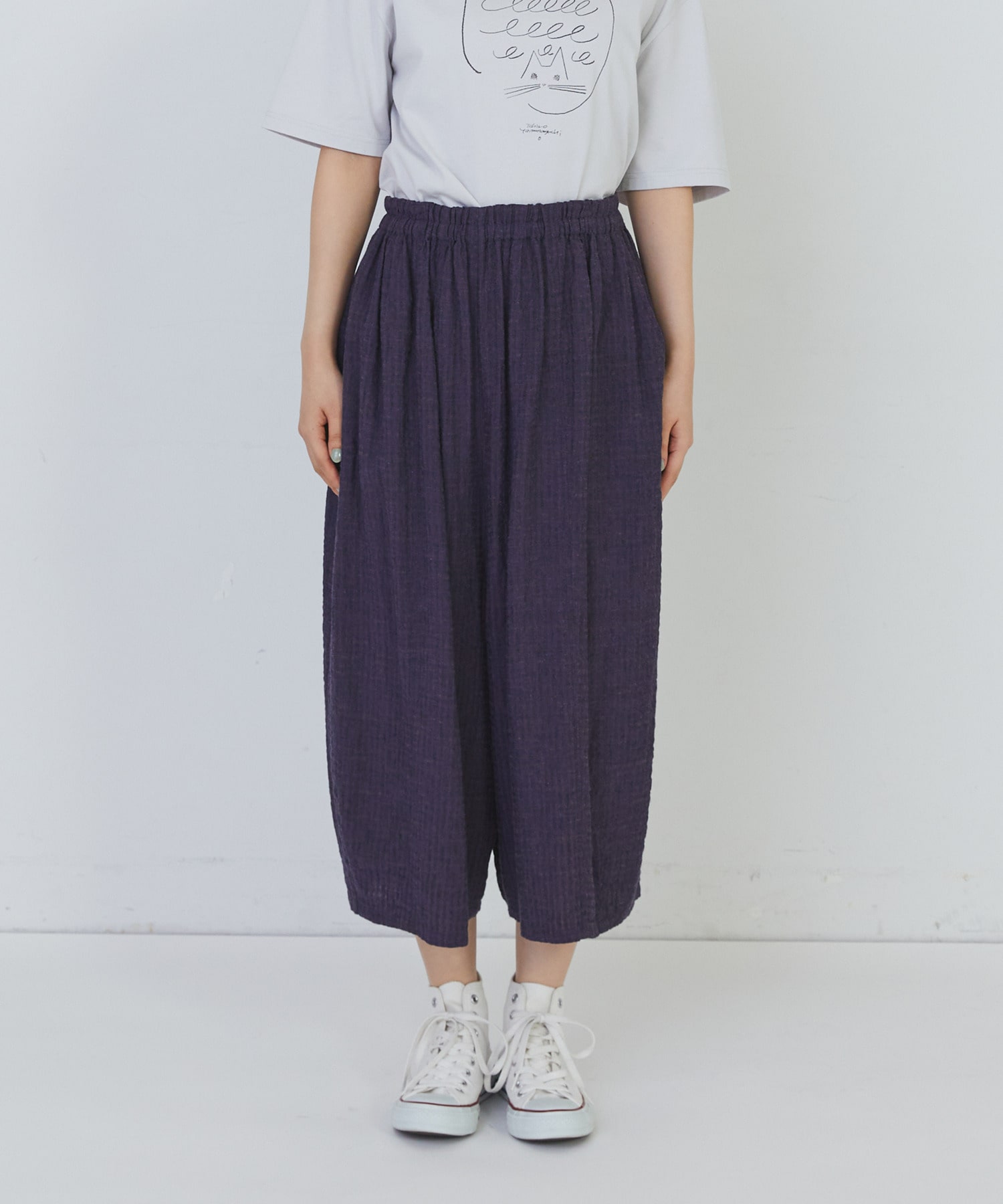 【congés payés】【FAVE】シャーリングワイドサンエルパンツ 詳細画像 インディゴブルー 19