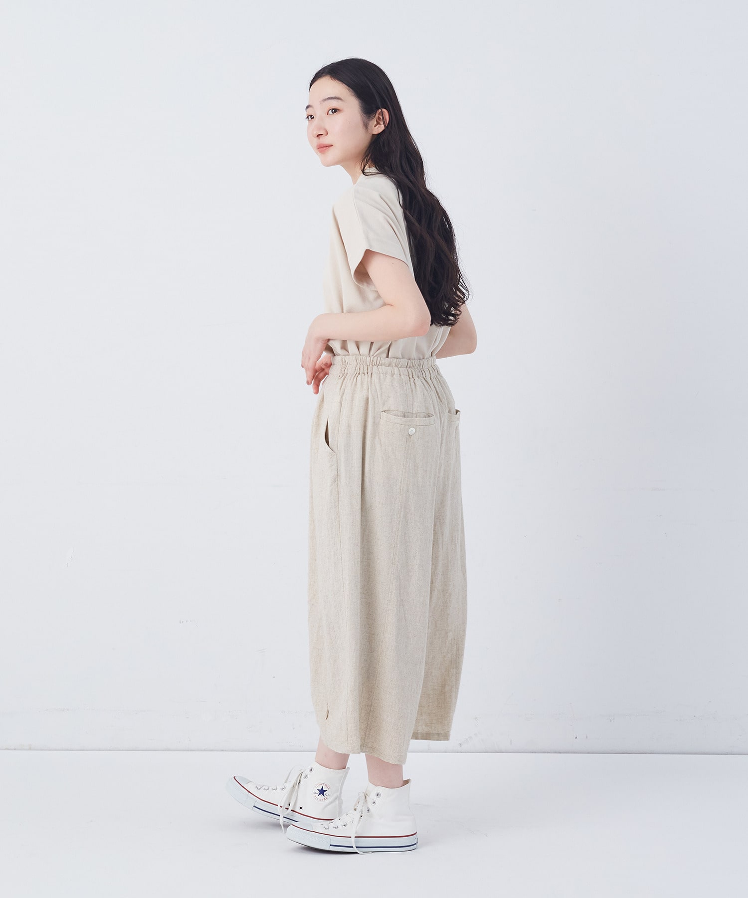 【congés payés】【FAVE】シャーリングワイドサンエルパンツ 詳細画像 インディゴブルー 2