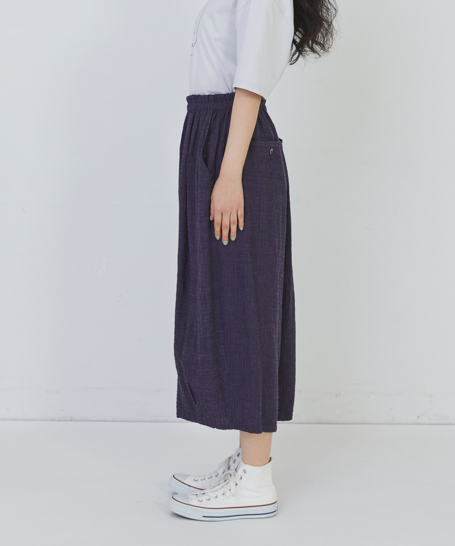 【congés payés】【FAVE】シャーリングワイドサンエルパンツ 詳細画像 インディゴブルー 20