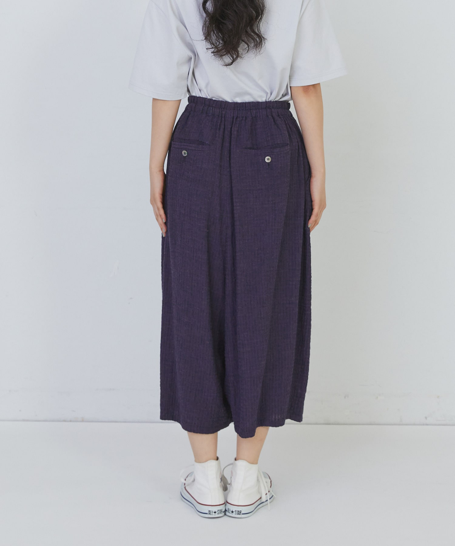 【congés payés】【FAVE】シャーリングワイドサンエルパンツ 詳細画像 インディゴブルー 21