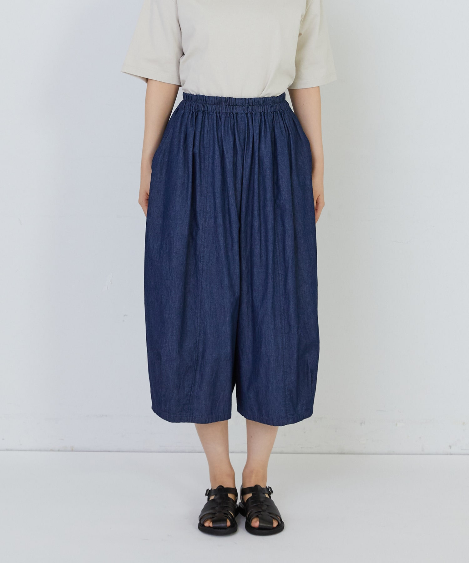 【congés payés】【FAVE】シャーリングワイドサンエルパンツ 詳細画像 インディゴブルー 26