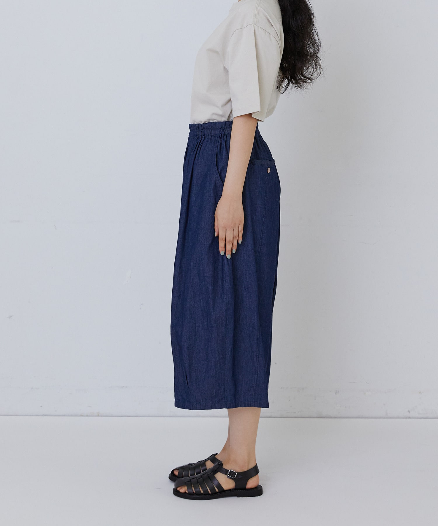 【congés payés】【FAVE】シャーリングワイドサンエルパンツ 詳細画像 インディゴブルー 27