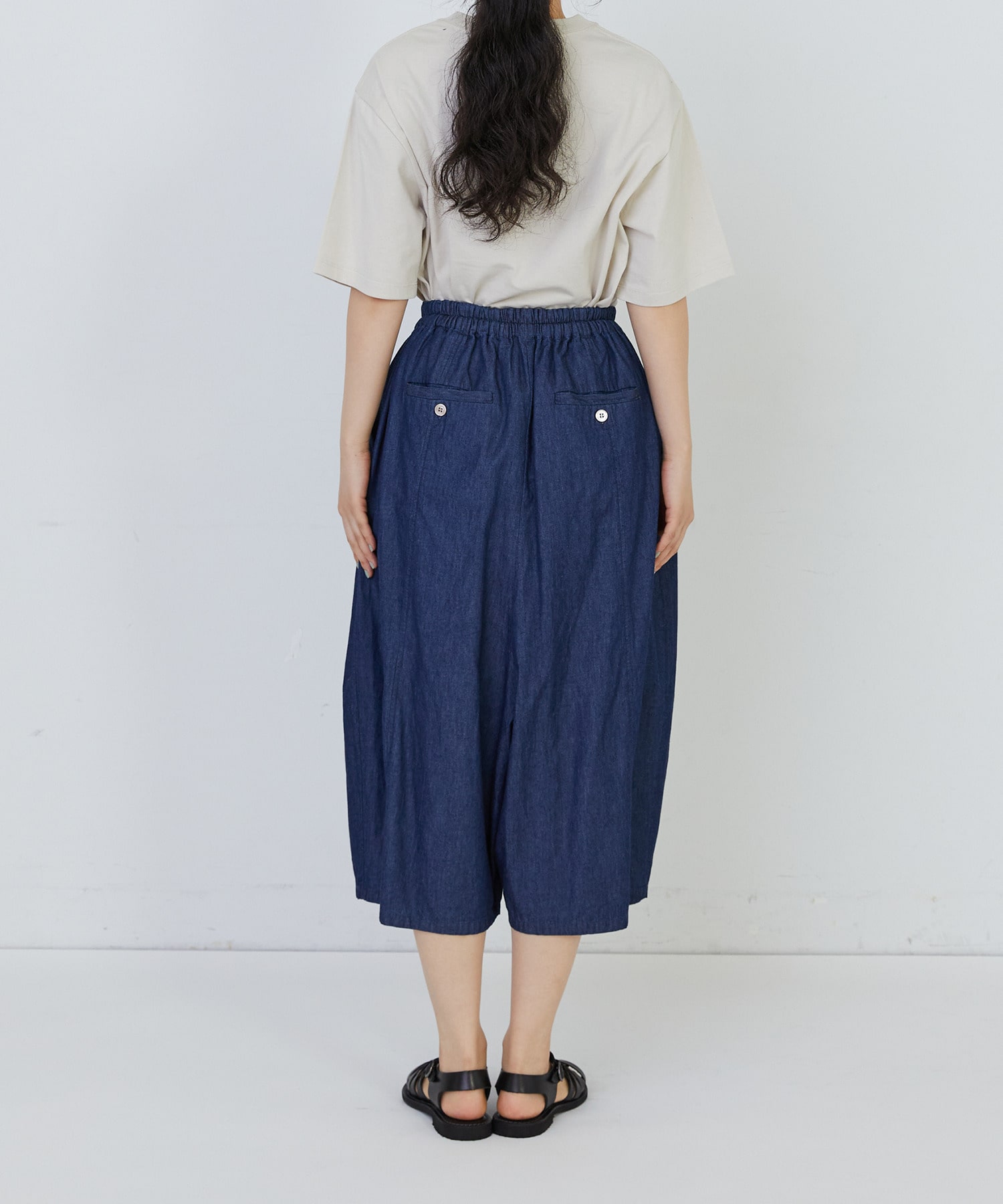 【congés payés】【FAVE】シャーリングワイドサンエルパンツ 詳細画像 インディゴブルー 28