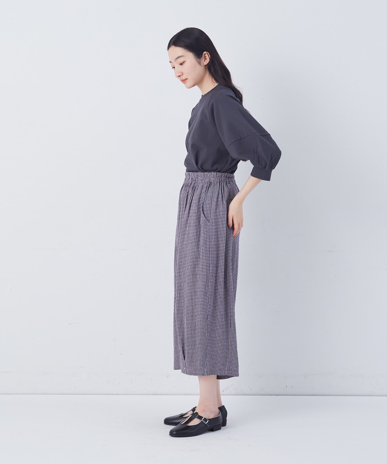 【congés payés】【FAVE】シャーリングワイドサンエルパンツ 詳細画像 インディゴブルー 30