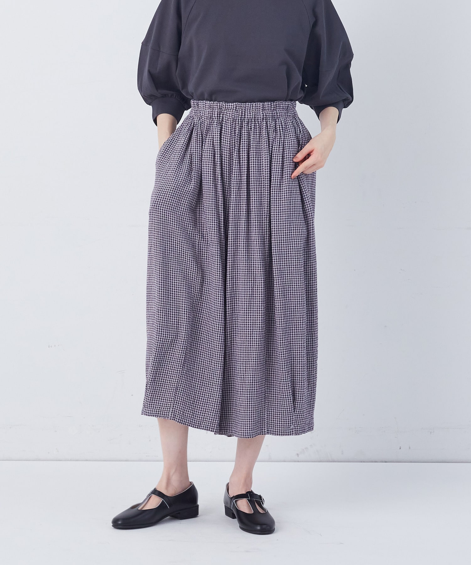 【congés payés】【FAVE】シャーリングワイドサンエルパンツ 詳細画像 インディゴブルー 31