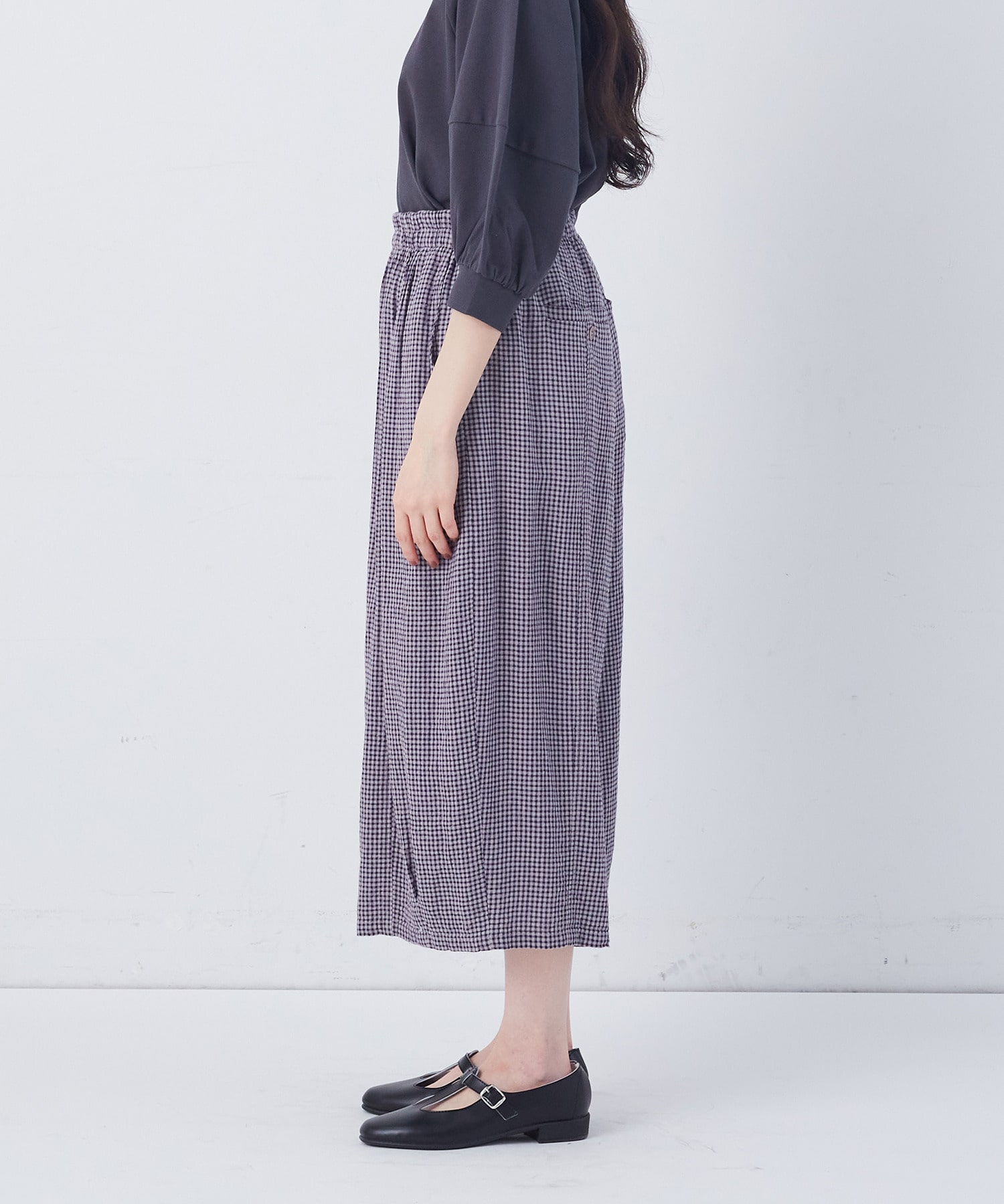 【congés payés】【FAVE】シャーリングワイドサンエルパンツ 詳細画像 インディゴブルー 33