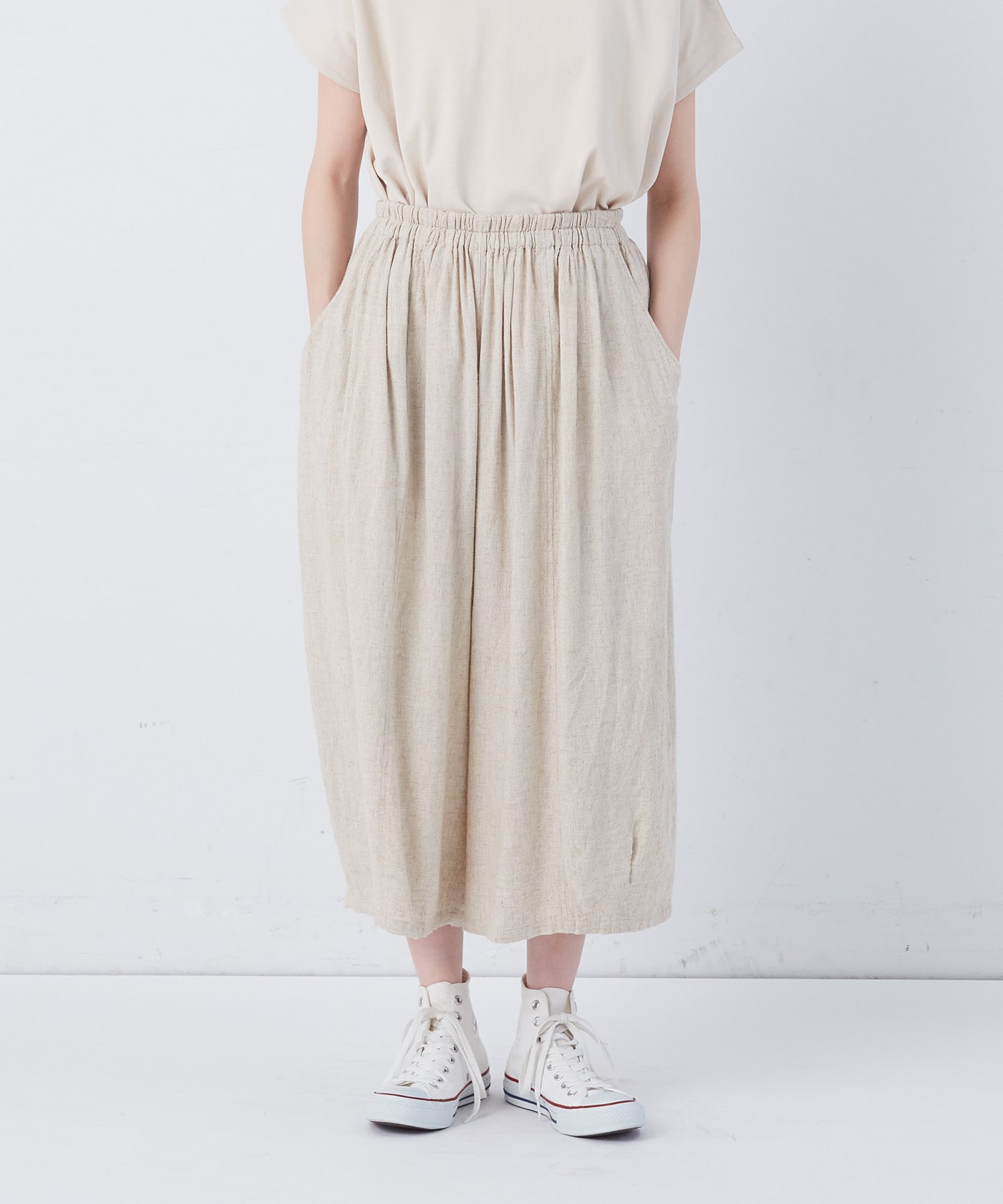 【congés payés】【FAVE】シャーリングワイドサンエルパンツ 詳細画像 インディゴブルー 4