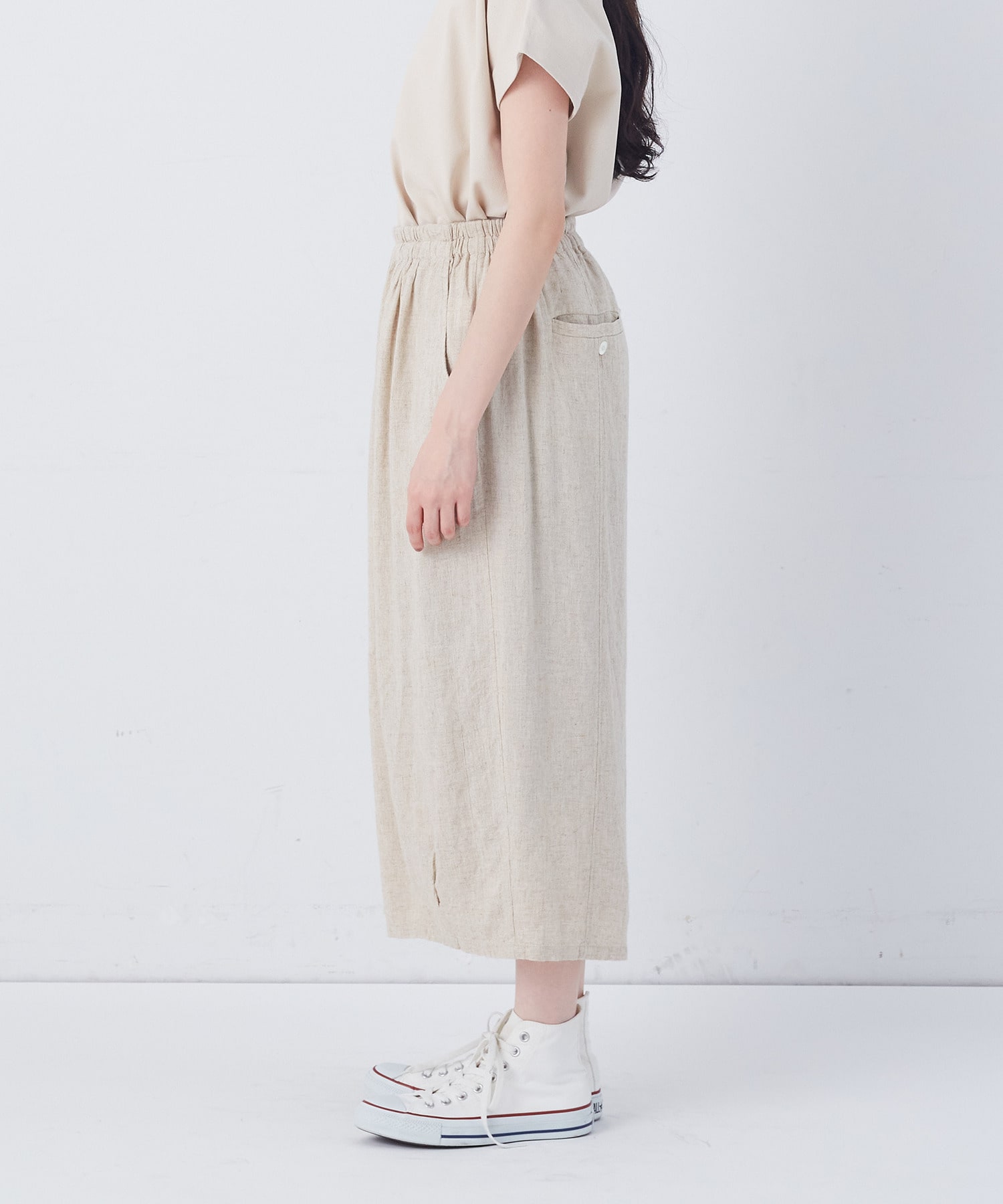 【congés payés】【FAVE】シャーリングワイドサンエルパンツ 詳細画像 インディゴブルー 7