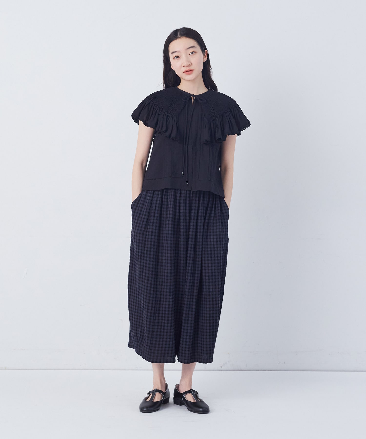 【congés payés】【FAVE】シャーリングワイドサンエルパンツ 詳細画像 インディゴブルー 9