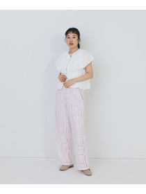 【congés payés】チェックエンブロイダリーパンツ 詳細画像 ピンク 10