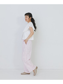 【congés payés】チェックエンブロイダリーパンツ 詳細画像 ピンク 11