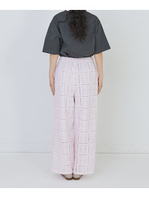 【congés payés】チェックエンブロイダリーパンツ 詳細画像 ピンク 14