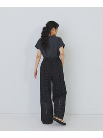 【congés payés】チェックエンブロイダリーパンツ 詳細画像 ピンク 3