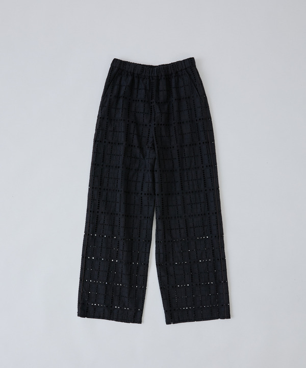 【congés payés】チェックエンブロイダリーパンツ