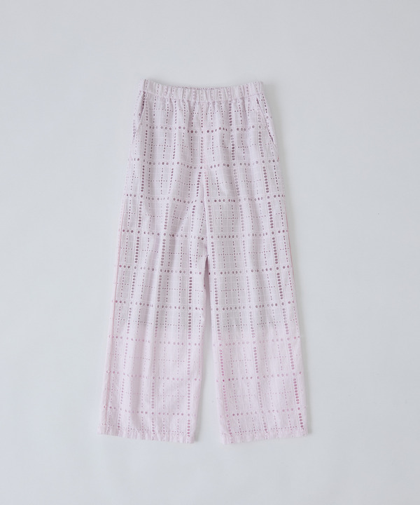 チェックエンブロイダリーパンツ 詳細画像 ピンク 1
