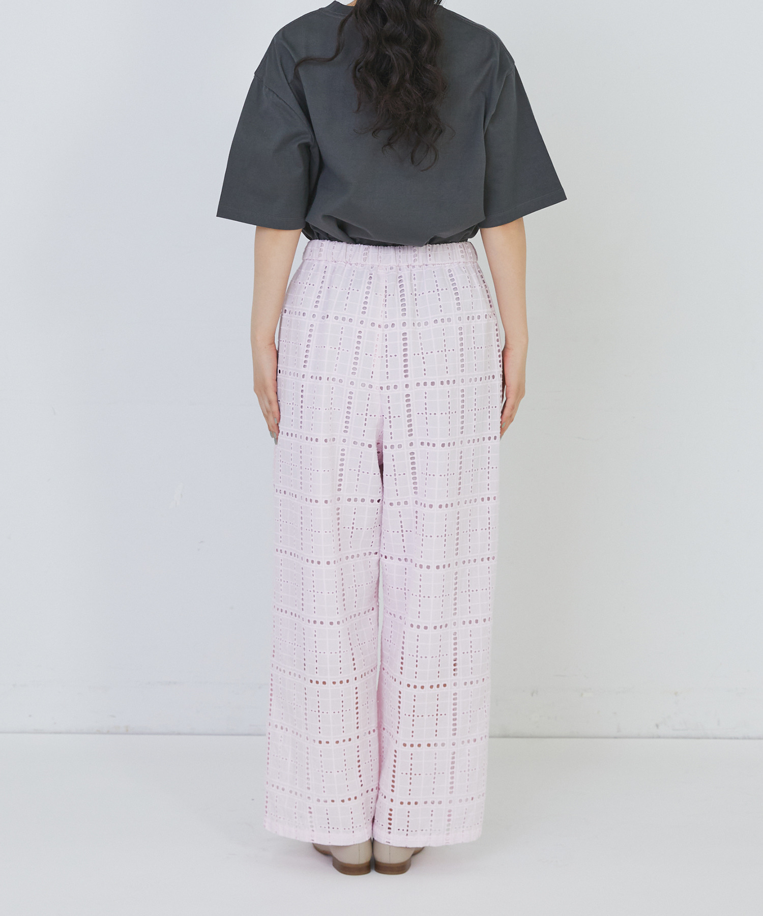 【congés payés】チェックエンブロイダリーパンツ 詳細画像 ピンク 14