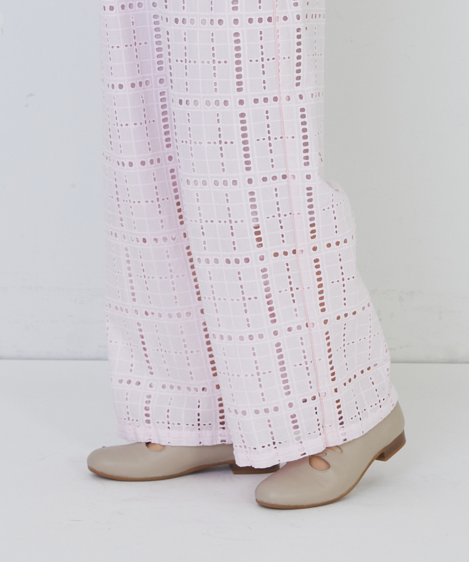 【congés payés】チェックエンブロイダリーパンツ 詳細画像 ピンク 18