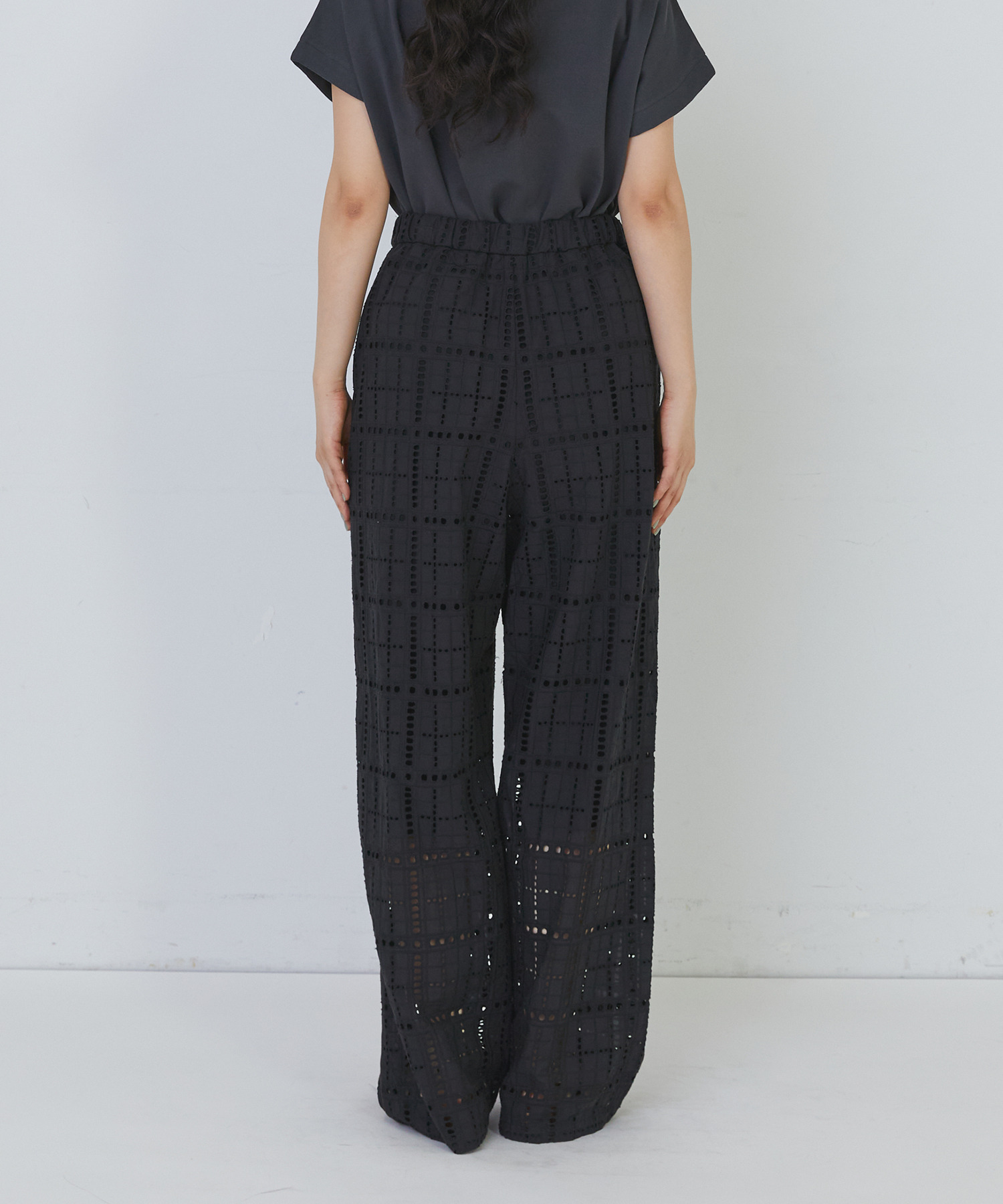 【congés payés】チェックエンブロイダリーパンツ 詳細画像 ピンク 7