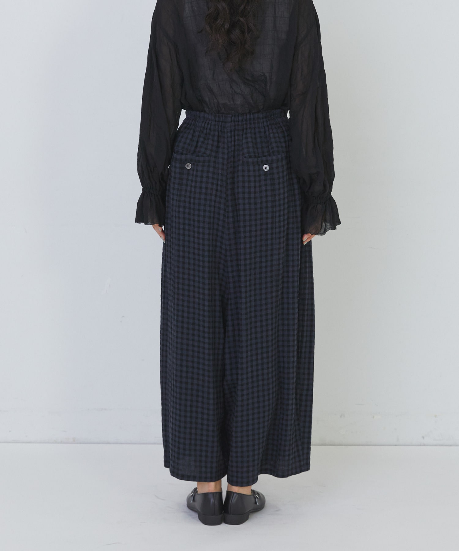 【congés payés】【FAVE】シャーリングワイドロングサルエルパンツ 詳細画像 インディゴブルー 15