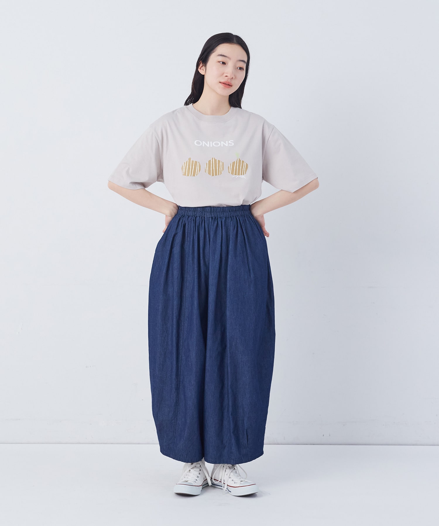 【congés payés】【FAVE】シャーリングワイドロングサルエルパンツ 詳細画像 インディゴブルー 22