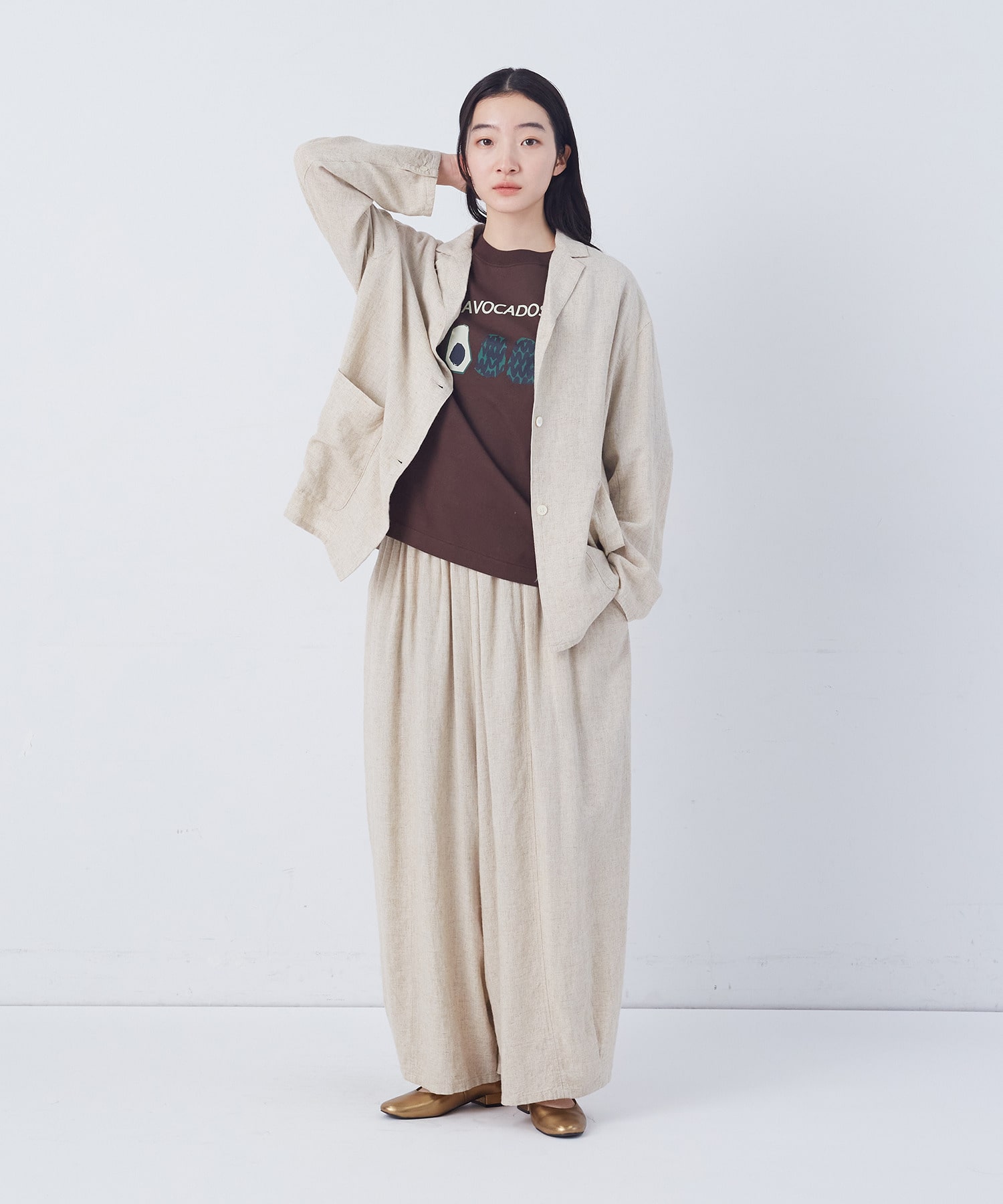 【congés payés】【FAVE】シャーリングワイドロングサルエルパンツ 詳細画像 インディゴブルー 31