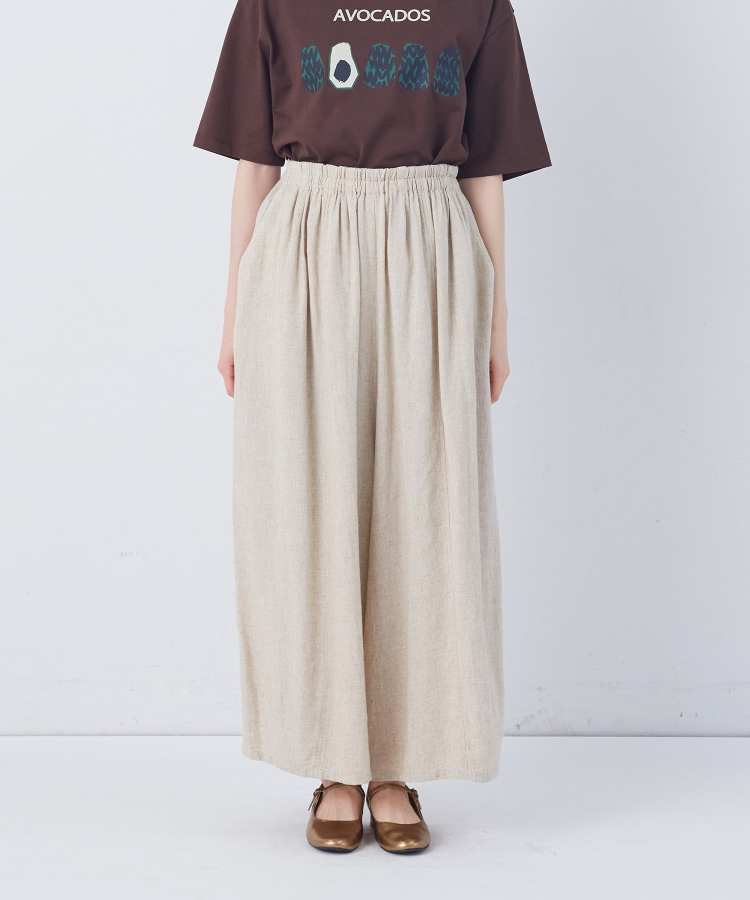 【congés payés】【FAVE】シャーリングワイドロングサルエルパンツ 詳細画像 インディゴブルー 33