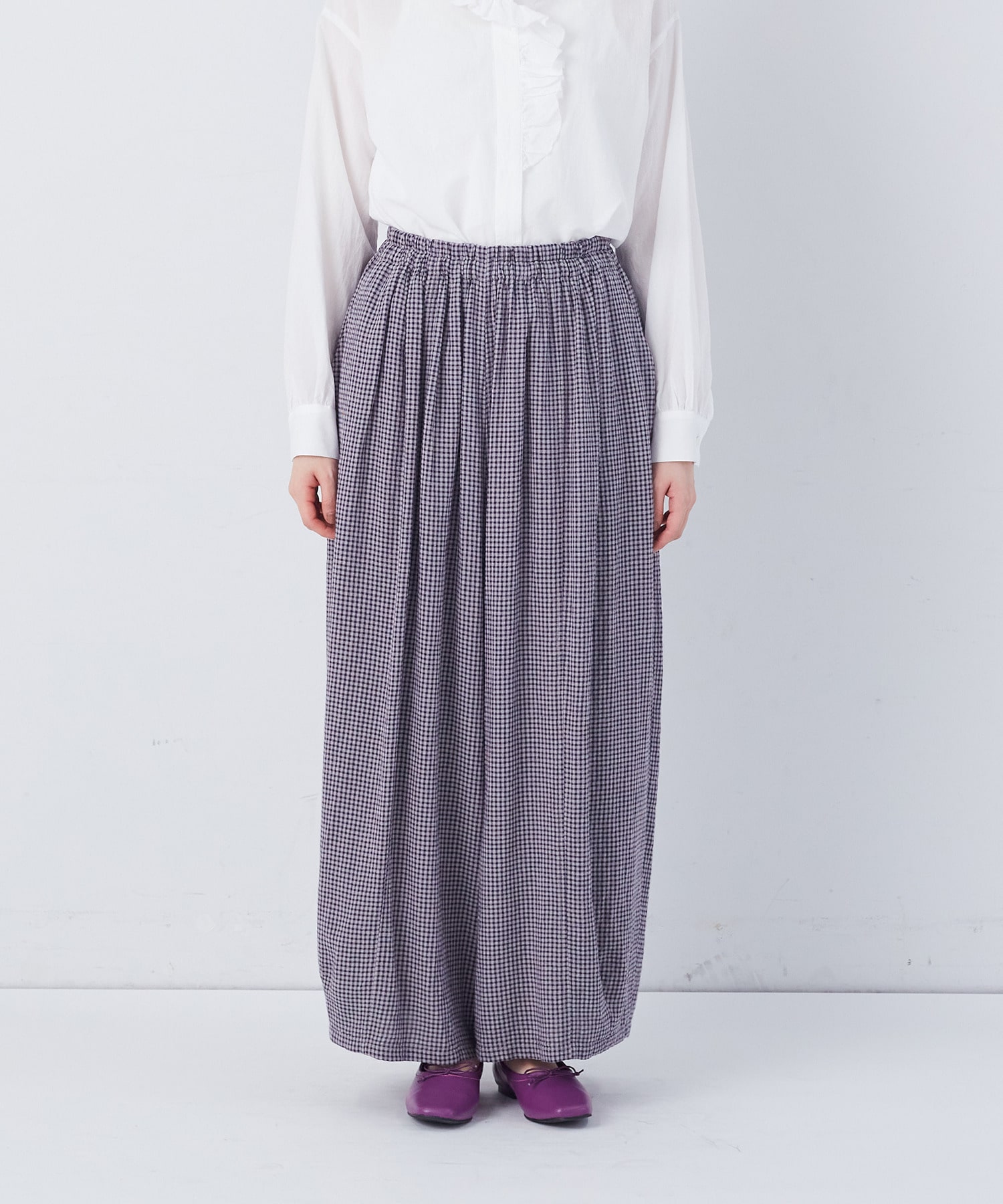 【congés payés】【FAVE】シャーリングワイドロングサルエルパンツ 詳細画像 インディゴブルー 6