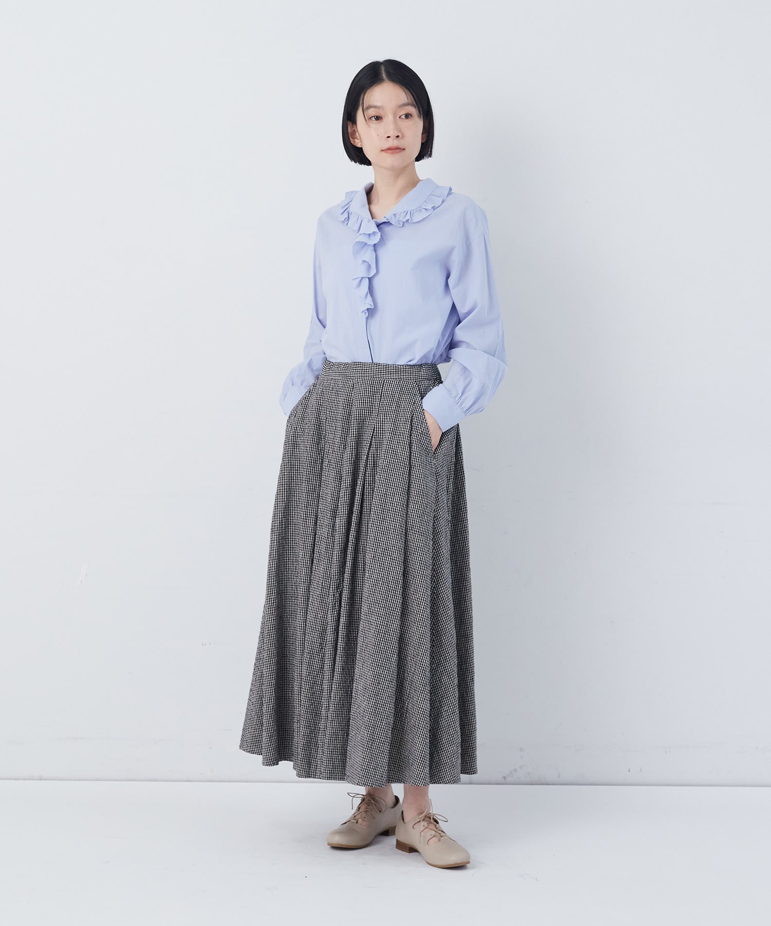 【congés payés】【FAVE】タックAラインスカート 詳細画像 ブラック系その他 1